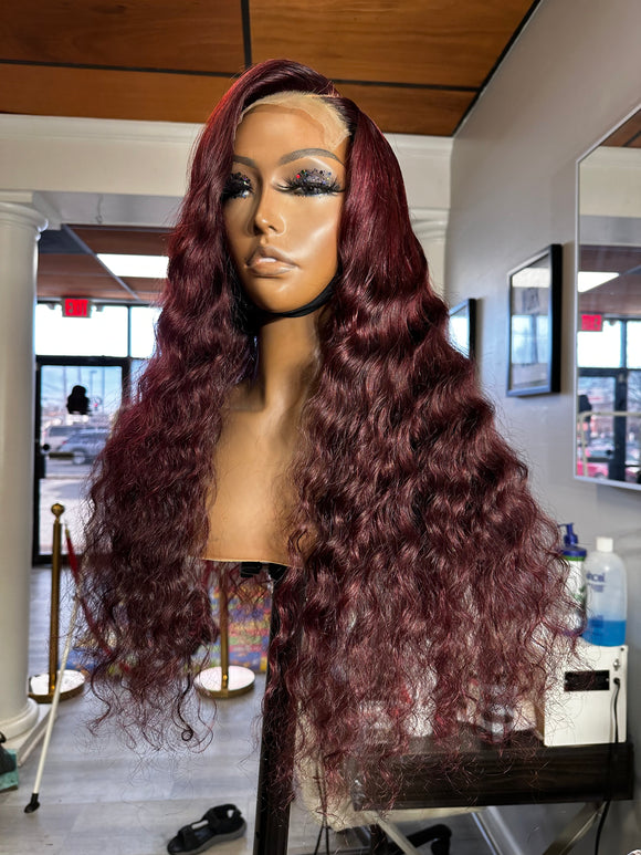 Burgundy deep wave unit.